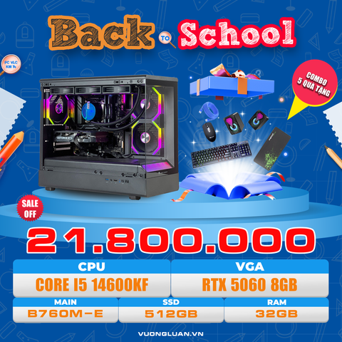 PC VLC KM14 (I5 14600KF | RAM 32GB | RTX 5060 8GB | SSD 512GB | MAIN B760M-E)
