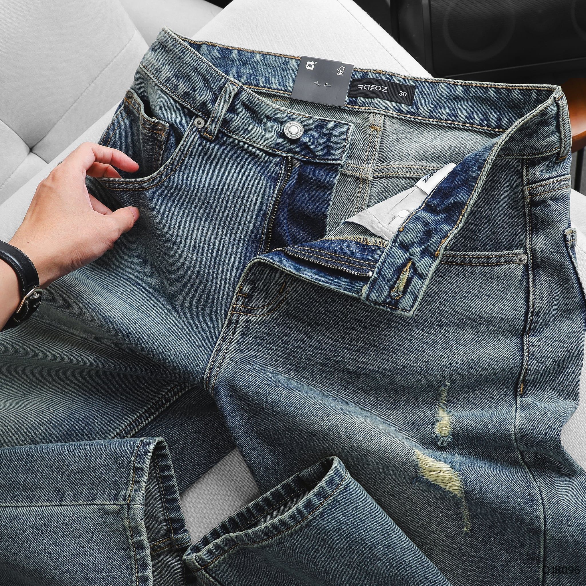  Quần jean nam Light blue ripped - 097 