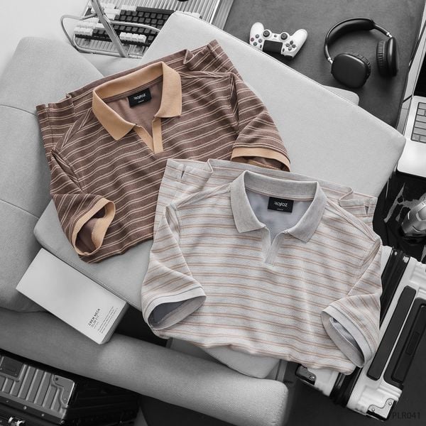  Áo polo V neck Horizontal stripe - 041 