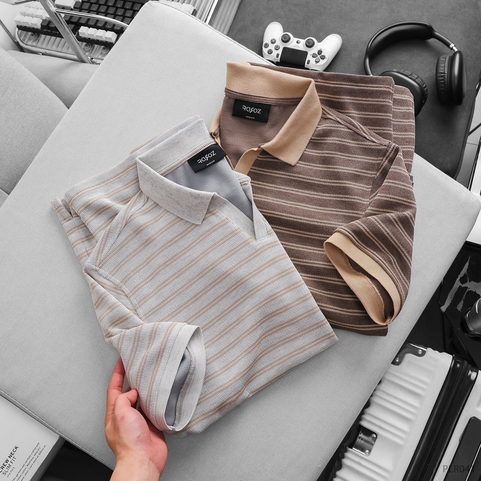  Áo polo V neck Horizontal stripe - 041 