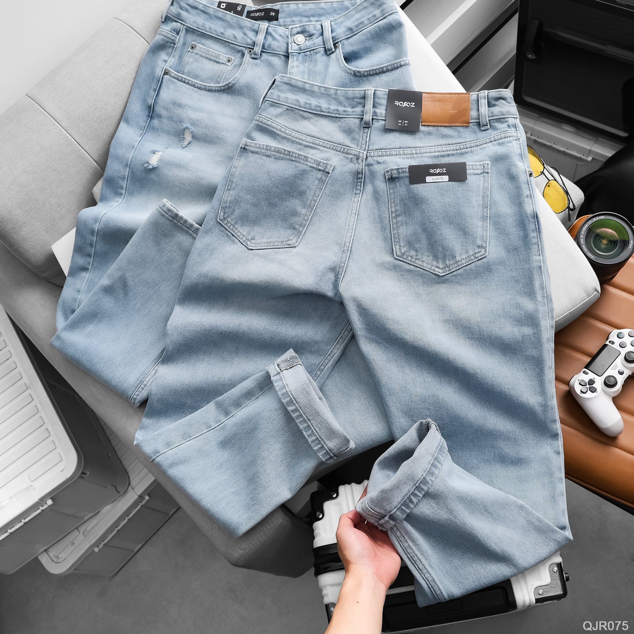  Quần jean relaxed RAFOZ Ripped wash - 075 