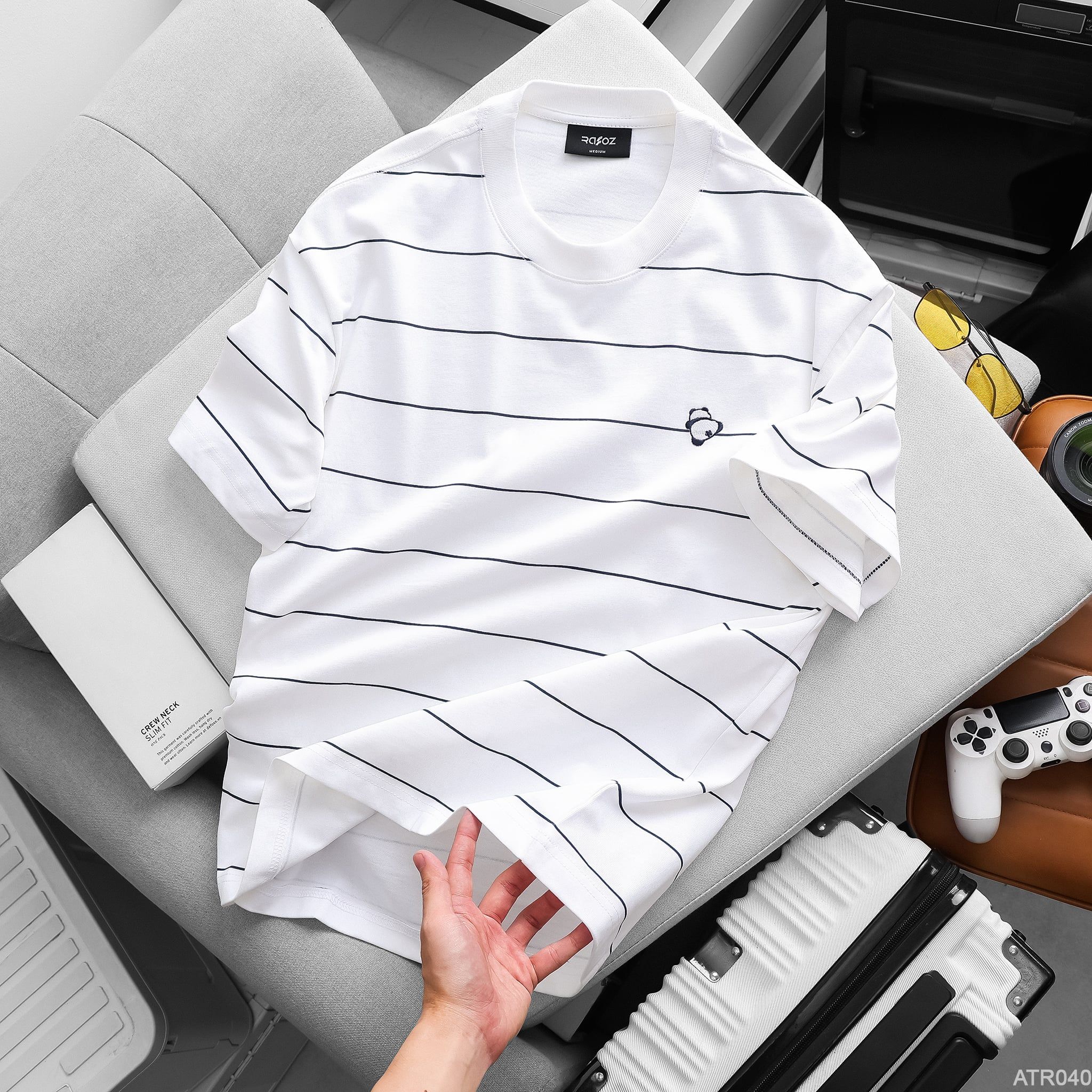  Áo thun RAFOZ stripes thêu gấu - 040 