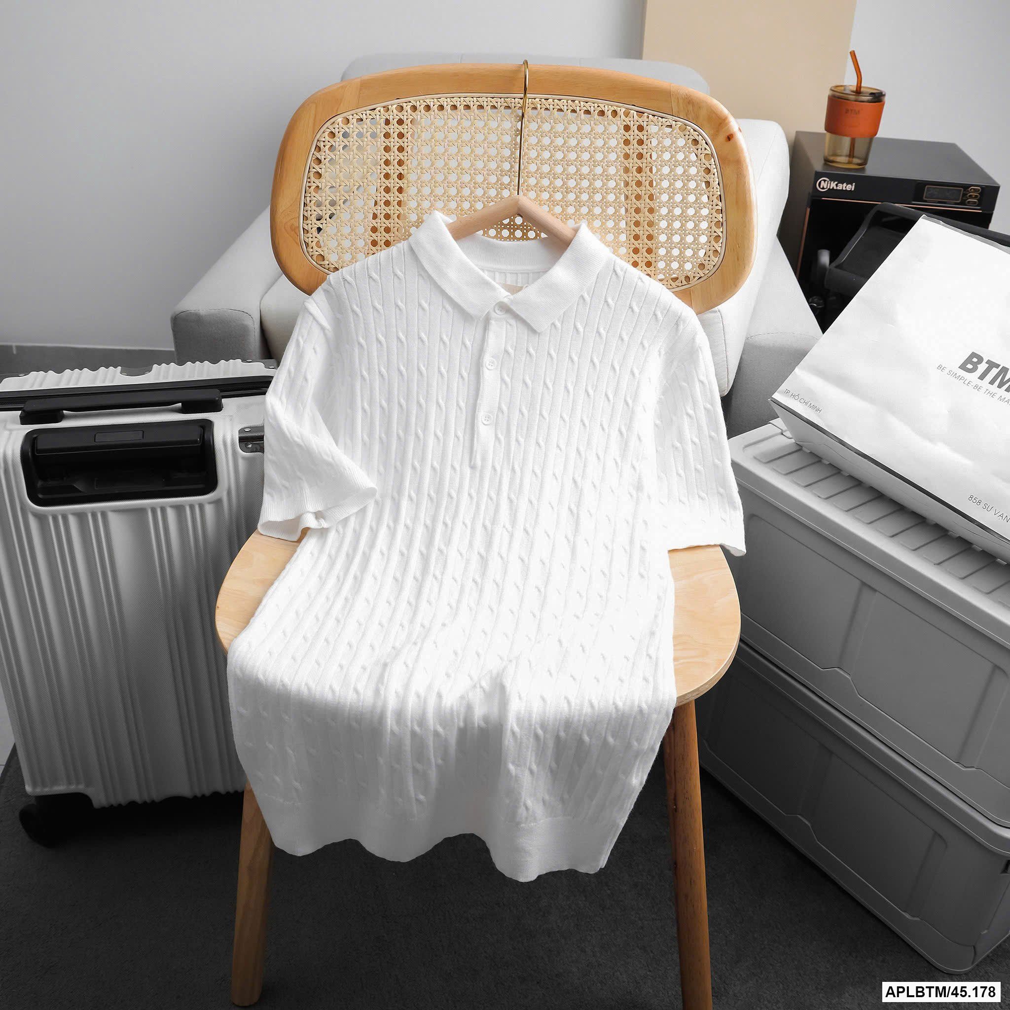  Áo polo cable knit cotton BTM 