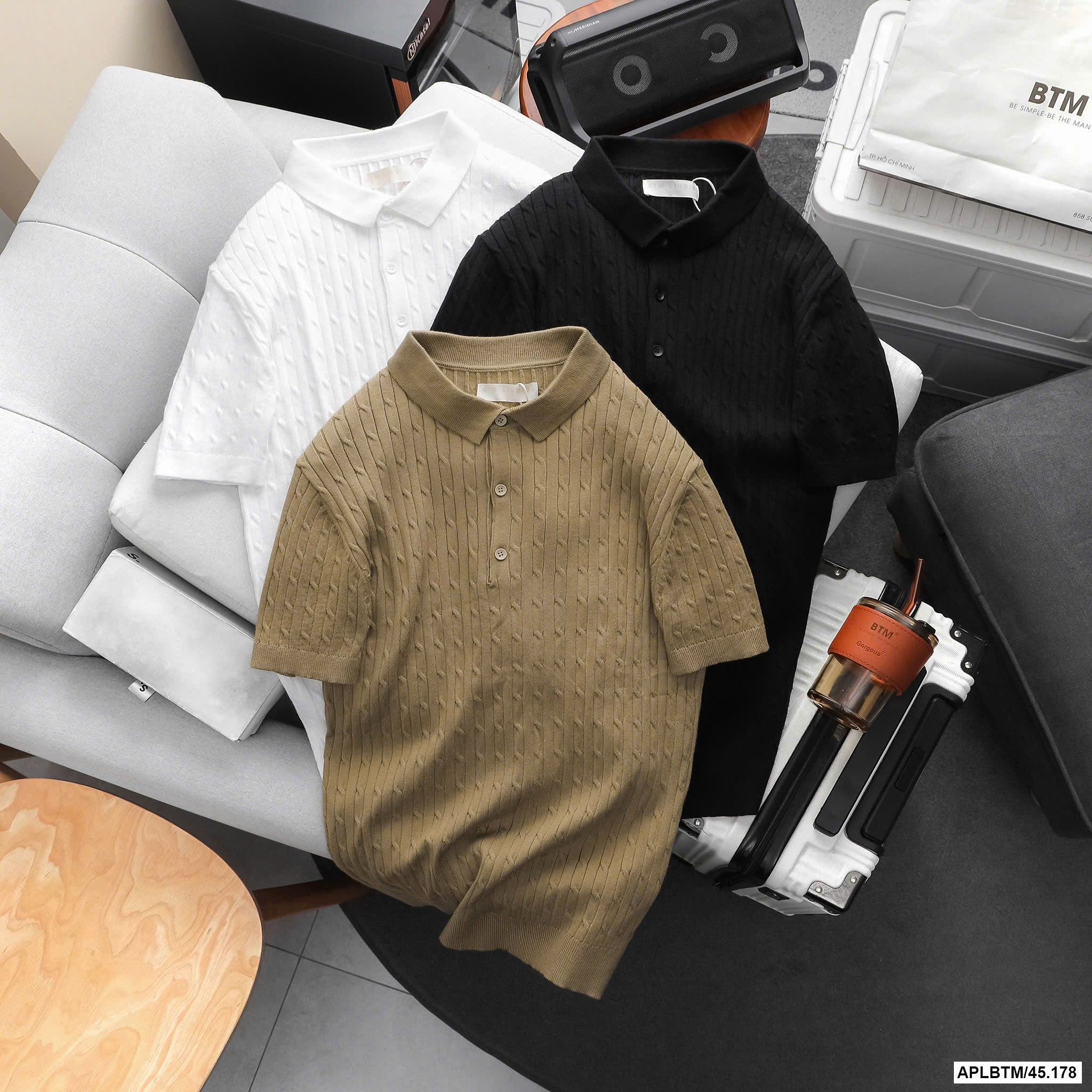  Áo polo cable knit cotton BTM 