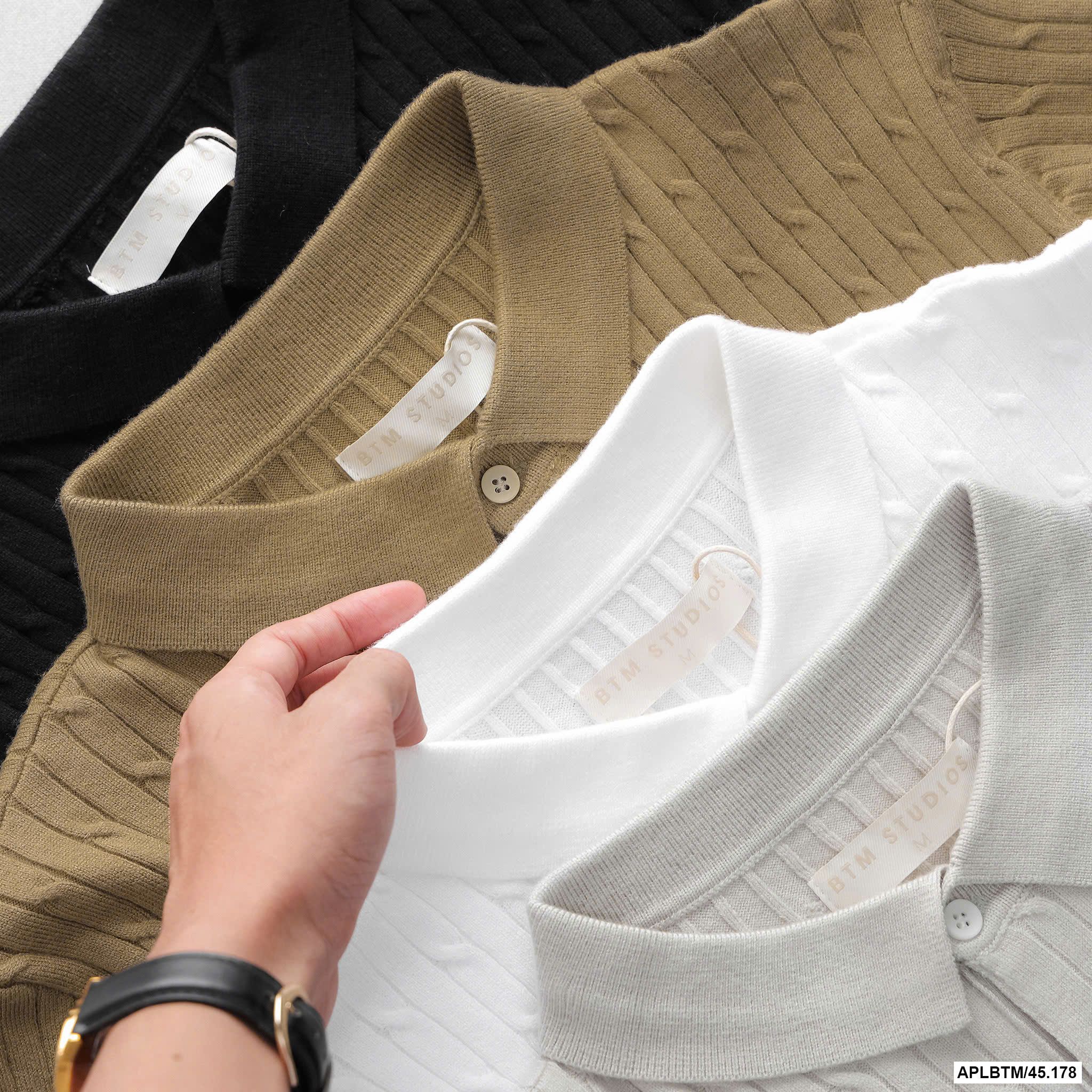  Áo polo cable knit cotton BTM 