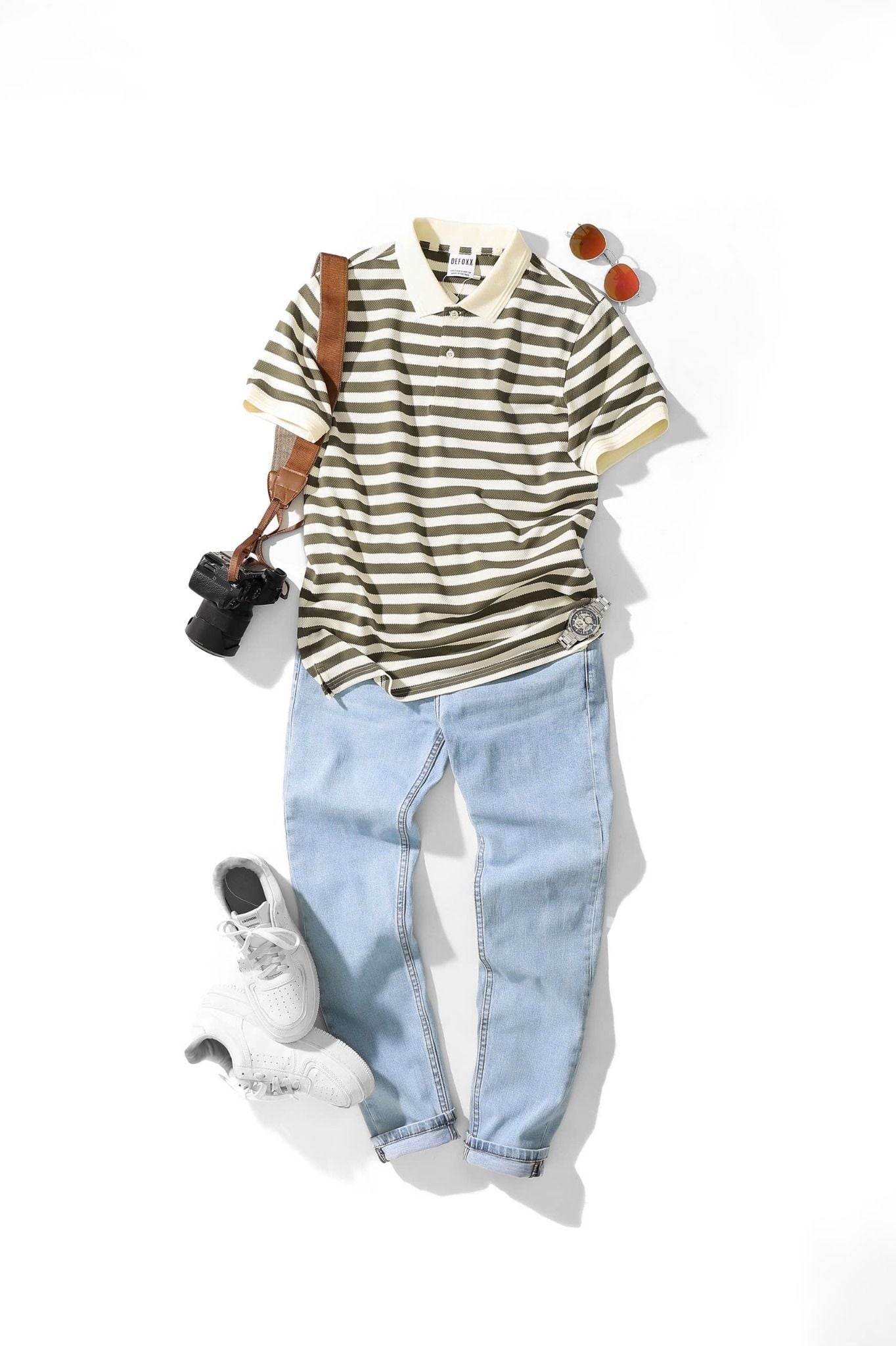  Áo thun polo sọc ngang DF 