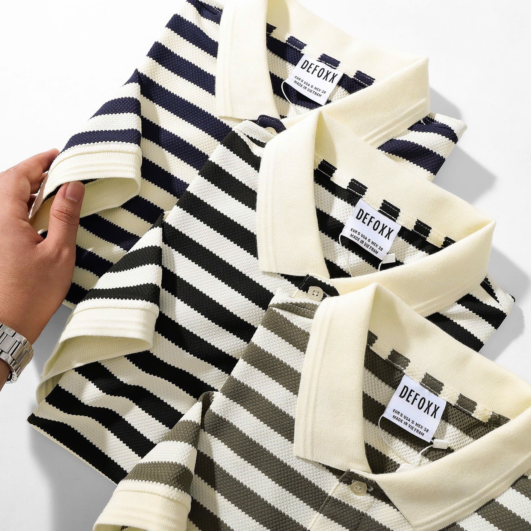  Áo thun polo sọc ngang DF 