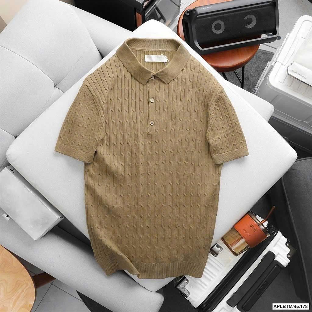 Áo polo cable knit cotton BTM 