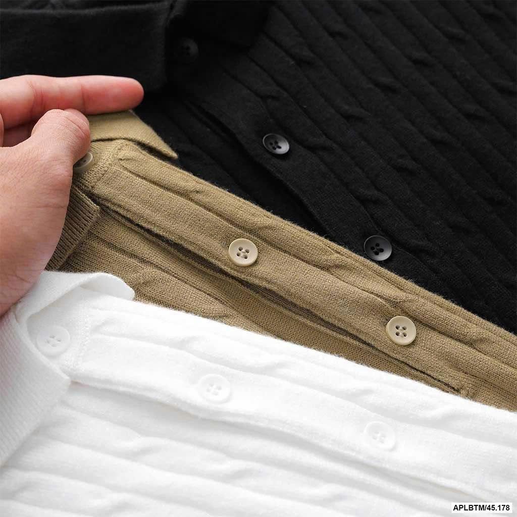  Áo polo cable knit cotton BTM 