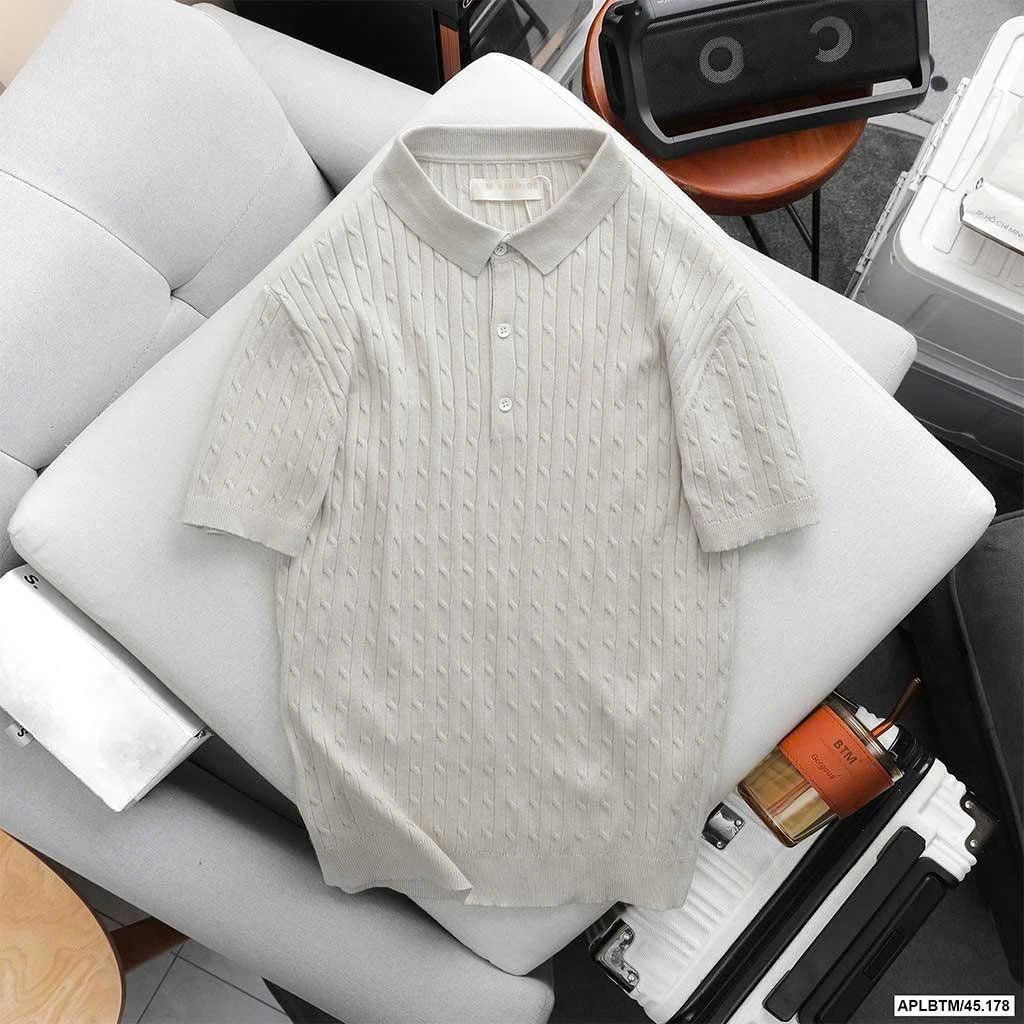  Áo polo cable knit cotton BTM 