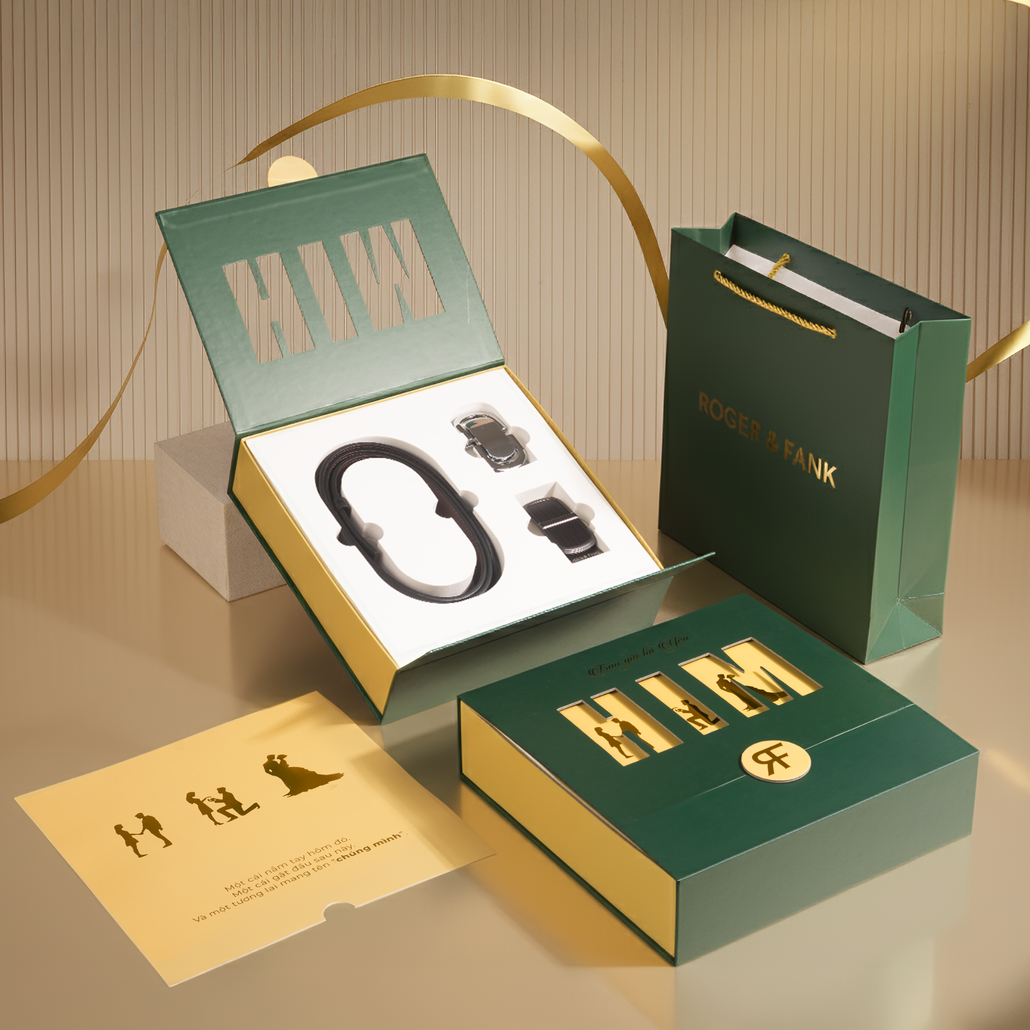 Quà tặng chồng thắt lưng da bê RF QTH002