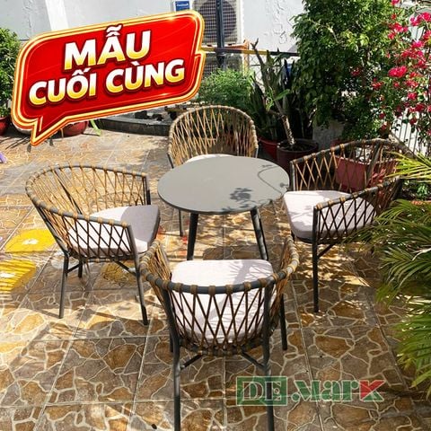  Bàn Ghế Cafe Đan Dây Dù MT2040D 