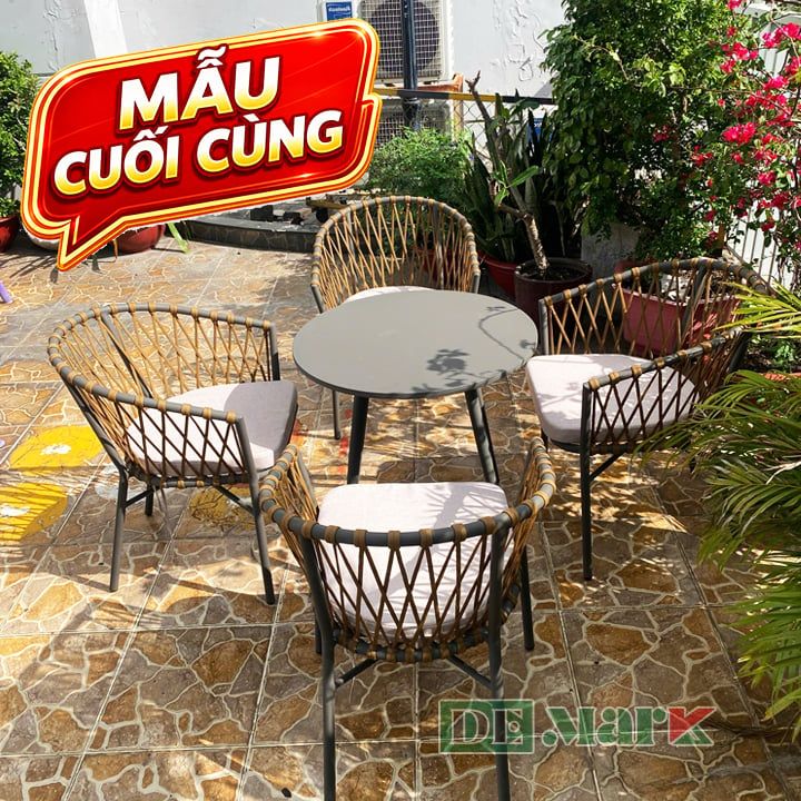 Bàn Ghế Cafe Đan Dây Dù MT2040D