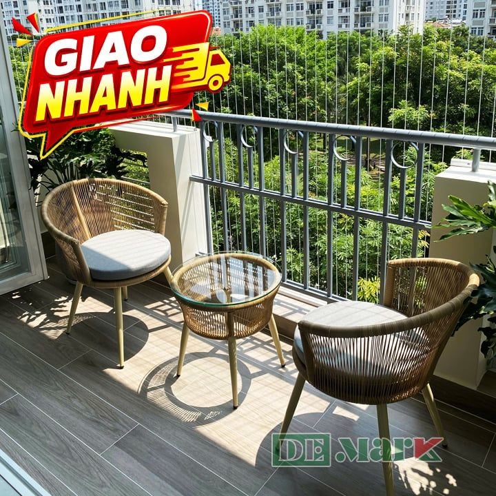 Bộ Bàn Ghế Ban Công Chung Cư Nhựa Giả Mây MT2A262