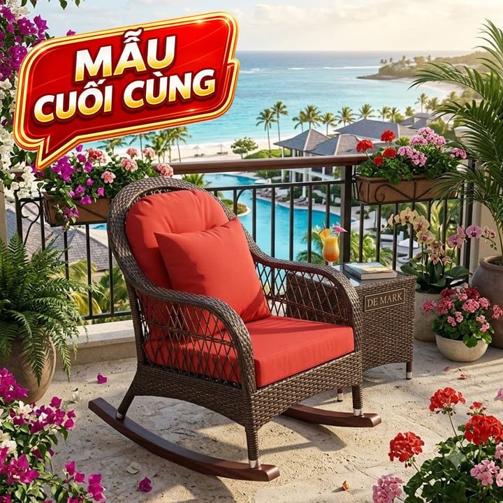 Ghế  Bập Bênh Thư Giãn Nhựa Giả Mây MT2042
