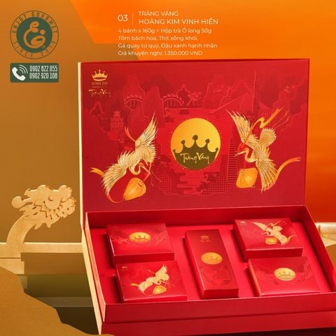 Bánh Trung Thu Trăng Vàng Hoàng Kim Vinh Hiển (Đỏ) - Kinh Đô