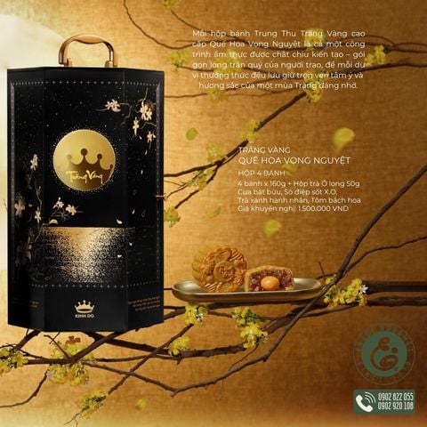 Bánh Trung Thu Trăng Vàng Quế Hoa Vọng Nguyệt Hộp 4 Bánh - Kinh Đô