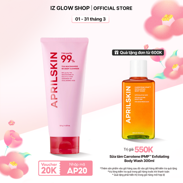  Sữa rửa mặt TXA NIACINAMIDE 99 DEEP CLEANSER 120g 