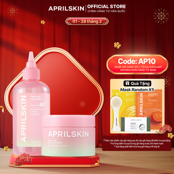  Set Pink Aloe (Kem rửa mặt Aloe+ Toner Aloe) 