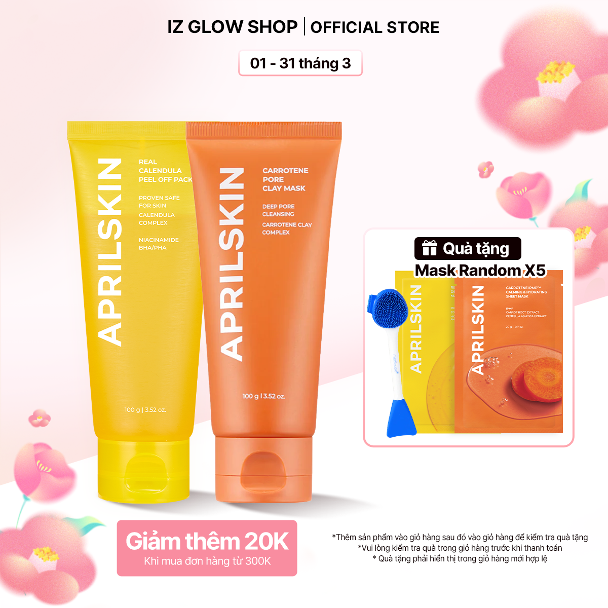  Set chăm sóc ban đêm se khít lỗ chân lông và tẩy tế bào chết APRILSKIN (Mặt nạ lột + Mặt nạ đất sét) 