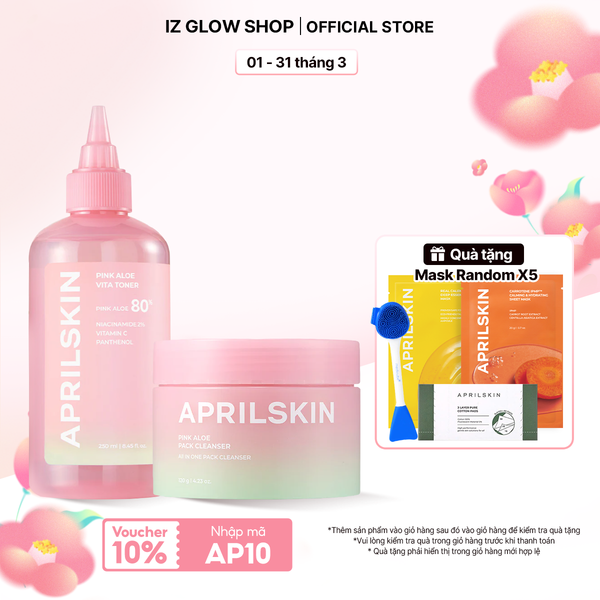  Set Pink Aloe (Kem rửa mặt Aloe+ Toner Aloe) 