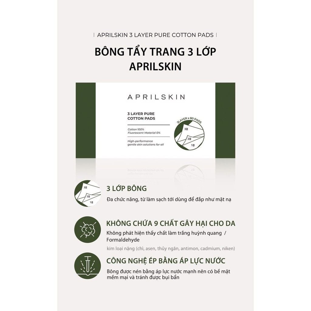  Bông tẩy trang 3 lớp Aprilskin Cotton Pad (80 miếng) 