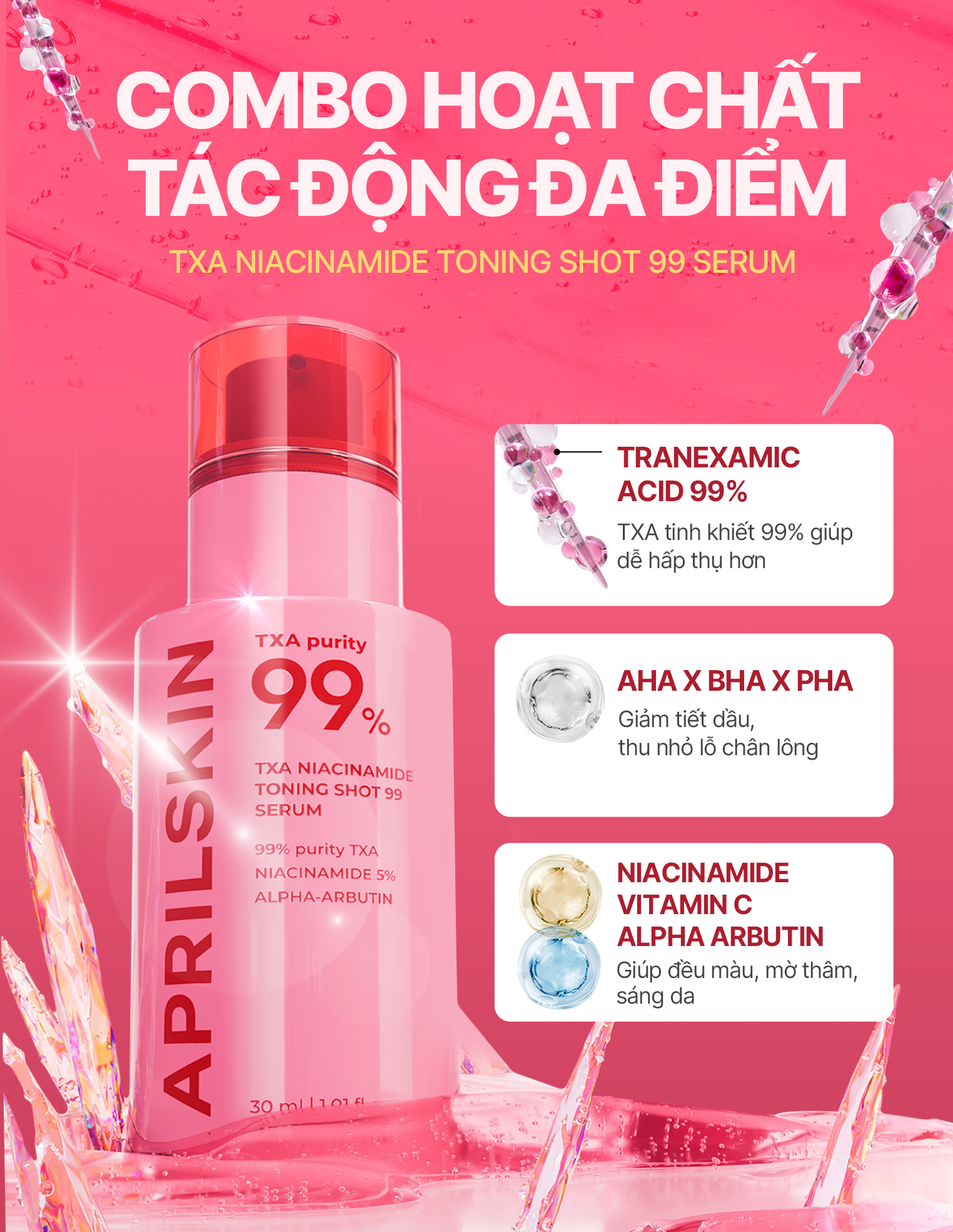 APRILSKIN 99% ティーエックスエー セット TXA Niacinamide Toning Shot 99 Spicule Serum – APRILSKIN VIỆT NAM