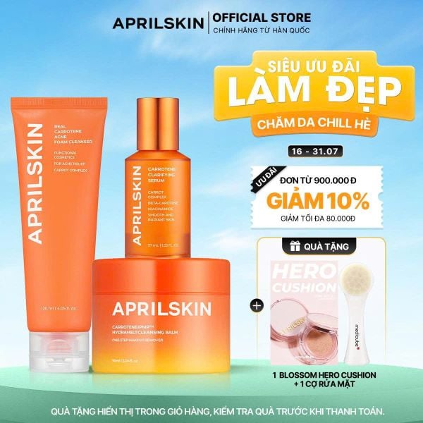  Set sạch sâu giảm mụn (SRM Carrot+ Sáp tẩy trang Carrot+ Serum Carrot) 