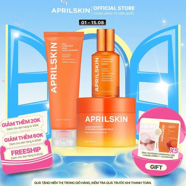  Set sạch sâu giảm mụn (SRM Carrot+ Sáp tẩy trang Carrot+ Serum Carrot) 