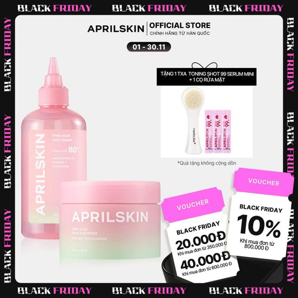  Set Pink Aloe (Kem rửa mặt Aloe+ Toner Aloe) 