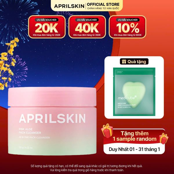  Kem rửa mặt 4 trong 1 Pink Aloe Pack Cleanser 120g 