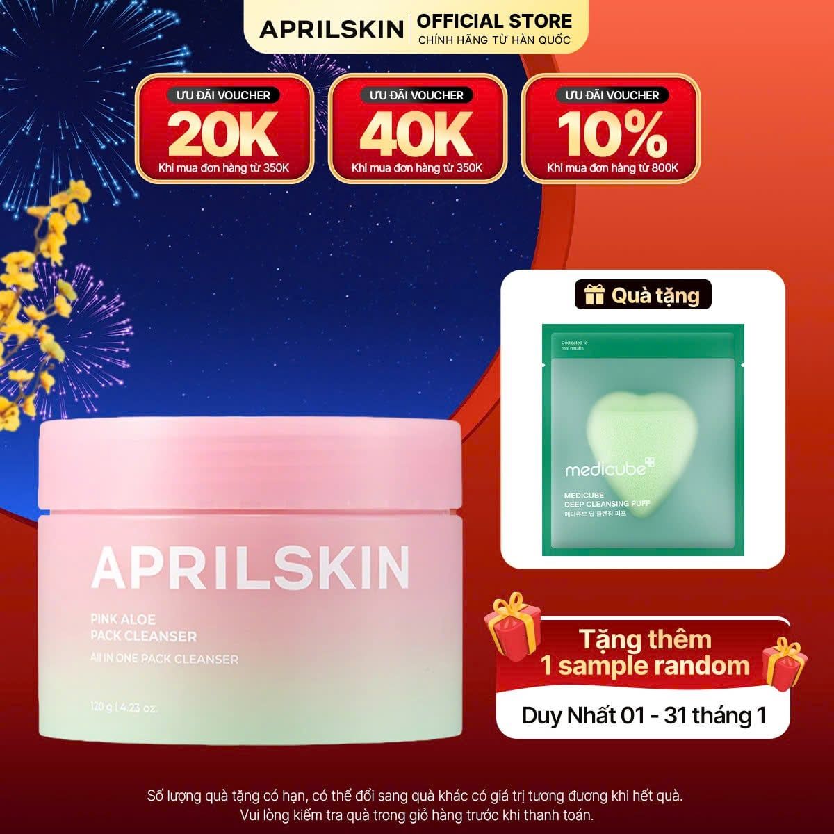  Kem rửa mặt 4 trong 1 Pink Aloe Pack Cleanser 120g 