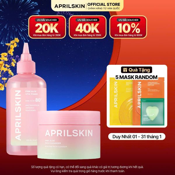  Set Pink Aloe (Kem rửa mặt Aloe+ Toner Aloe) 