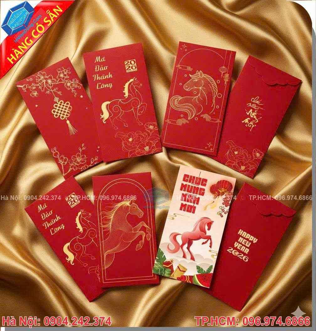 Xưởng In Lì Xì Tết 2026 Bính Ngọ - Thiết Kế Độc Quyền