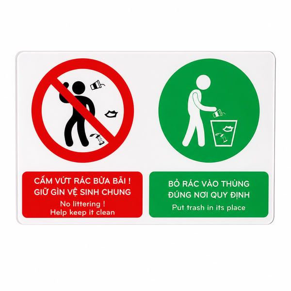 Biển Cấm Đổ Rác Ngoài Trời Có Sẵn – Bền Đẹp, Chống Phai Màu