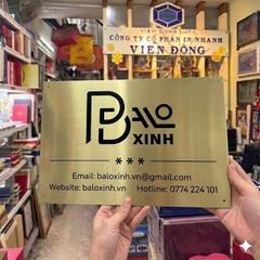 Biển công ty inox vàng chữ nổi đẹp, hiện đại