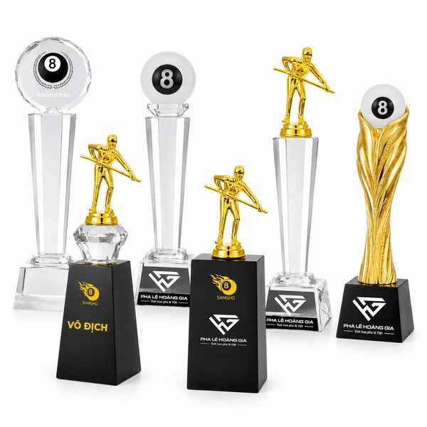 Thiết Kế Cúp Billiards Pha Lê Đẳng Cấp Tại Hà Nội – Nâng Tầm Giải Đấu, Khắc Laser Lấy Ngay Sau 15 Phút