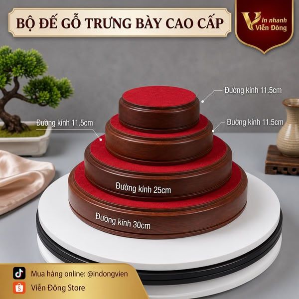 Đế Gỗ Tròn Lót Nhung Cao Cấp Có Sẵn Lấy Ngay Tại Hà Nội
