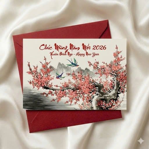 Mẫu thiệp Tết 2026 đẹp, ý nghĩa dành tặng người thân đối tác