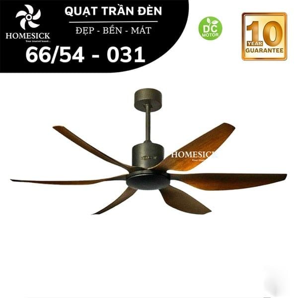 Quạt trần Homesick 6 cánh không đèn 167cm 55w DC 66-031