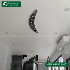 Đèn thả trang trí chất liệu thủy tinh 35 lá cải thảo HTK-079, led 3 màu mâm inox trắng hình bán nguyệt, 0301036002