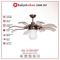Quạt trần đèn thu cánh Nhật Bản Kaiyo Kukan 8 cánh D108cm 50W DC CHIB 107
