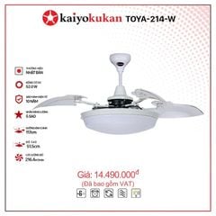 Quạt trần đèn thu cánh Nhật Bản Kaiyo Kukan 4 cánh D117cm 52W DC TOYA 214 WH
