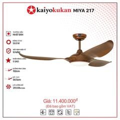 Quạt trần đèn Nhật Bản Kaiyo Kukan 3 cánh D132cm 50W DC MIYA 217