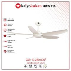 Quạt trần đèn Nhật Bản Kaiyo Kukan 5 cánh D142cm 50W DC HIRO 219