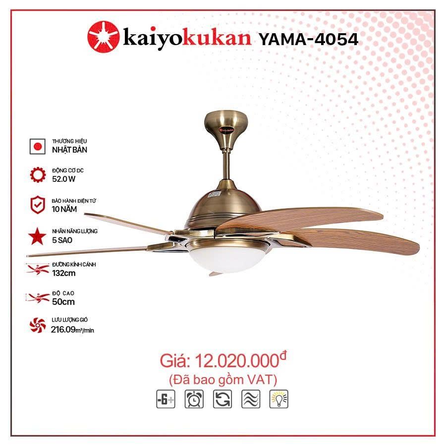 Quạt trần đèn Nhật Bản Kaiyo Kukan 5 cánh D132cm 52W DC YAMA 4054
