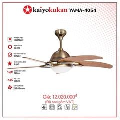Quạt trần đèn Nhật Bản Kaiyo Kukan 5 cánh D132cm 52W DC YAMA 4054