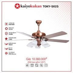 Quạt trần đèn Nhật Bản Kaiyo Kukan 5 cánh D152cm 52W DC TOKY 5025