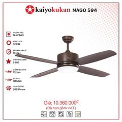 Quạt trần đèn Nhật Bản Kaiyo Kukan 4 cánh D132cm 52W DC NAGO 594