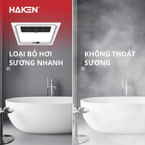 Quạt sưởi âm trần 5 trong 1 Haken (New) dùng điều khiển, KT 300x300x85, công suất 2600W, HK-QS03, 1105000602